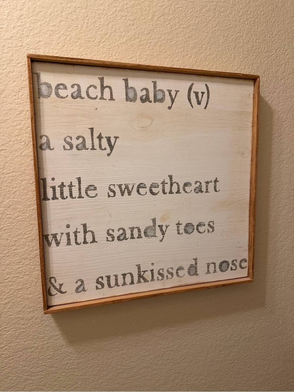 Beach Baby Wall Sign - White and Gray Coastal Wood Plaque Nursey decor